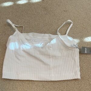 Aerie White Ribbed Camisole Top